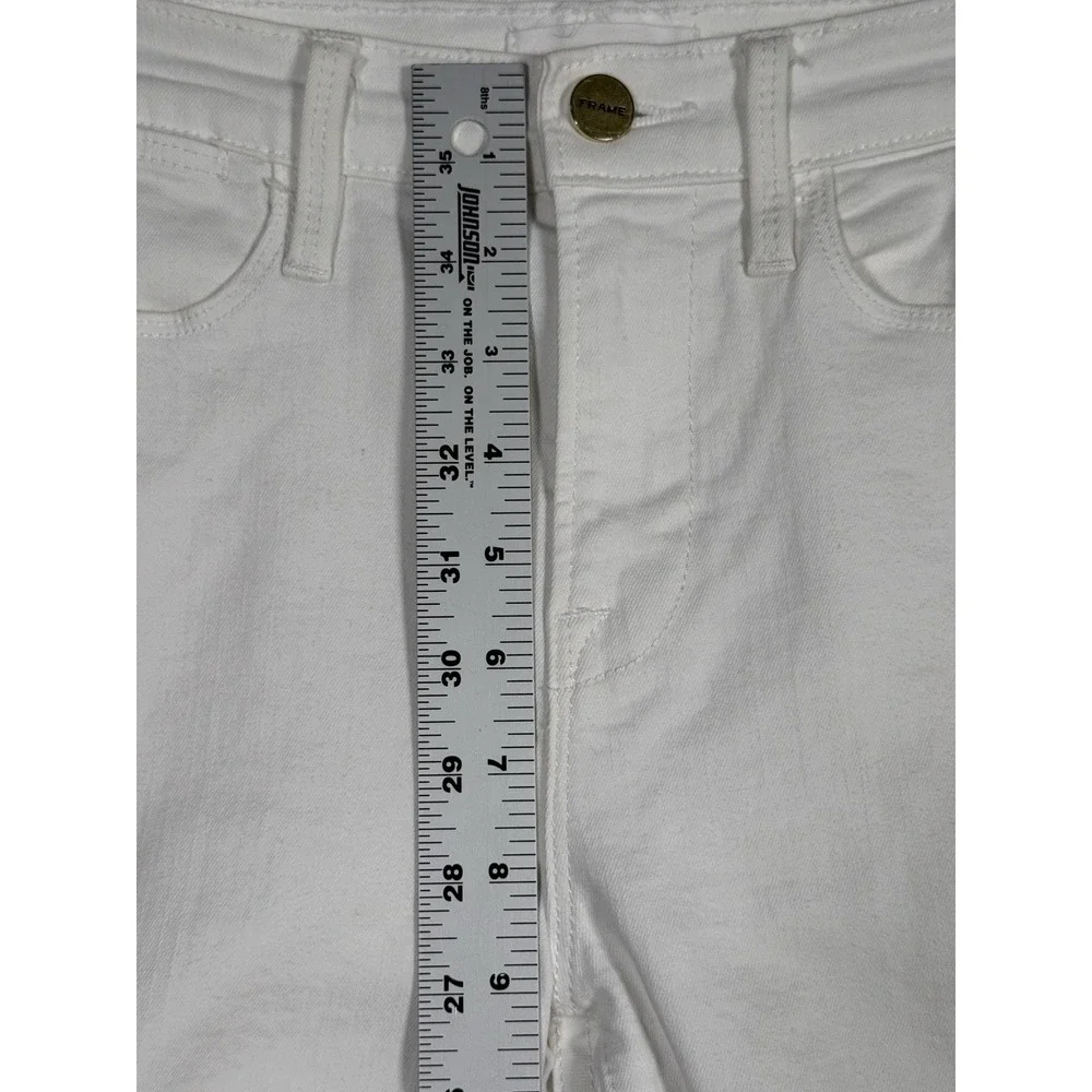 Frame Jeans Women 24x27 White Denim Le High Straight Made in USA Coquette Casual - Picture 5 of 7